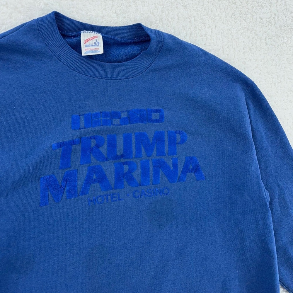 vintage 90s TRUMP MARINA HOTEL CREWNECK SWEATSHIRT‎ M/L donald florida